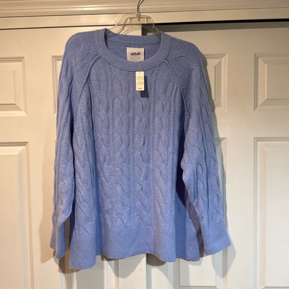 Aerie Blue Cable Knit Sweater